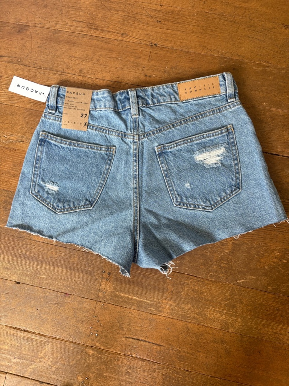 PacSun Light Wash High-Rise Distressed Denim Shorts